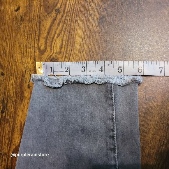 Refugee Jeans Size 18 Skinny High Rise Charcoal Wash Stretch Denim Raw Hem - Picture 9 of 10